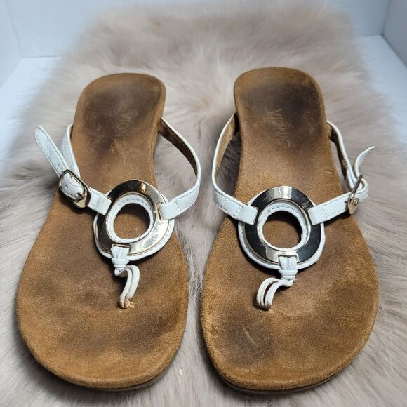 Vionic Women's Park Orchid Wedge Sandals/Flip Flops Leather Ring Size 6 - Picture 2 of 7